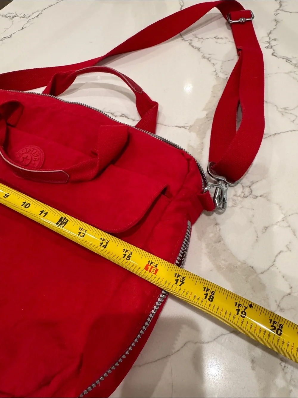 Kipling Red Nylon Pouch with Black Logo Pull